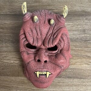 Vintage Pumpkin Time Latex Monster Devil Mask Adult Halloween Costume Horror Y2K